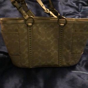 Gold coach glitter tote